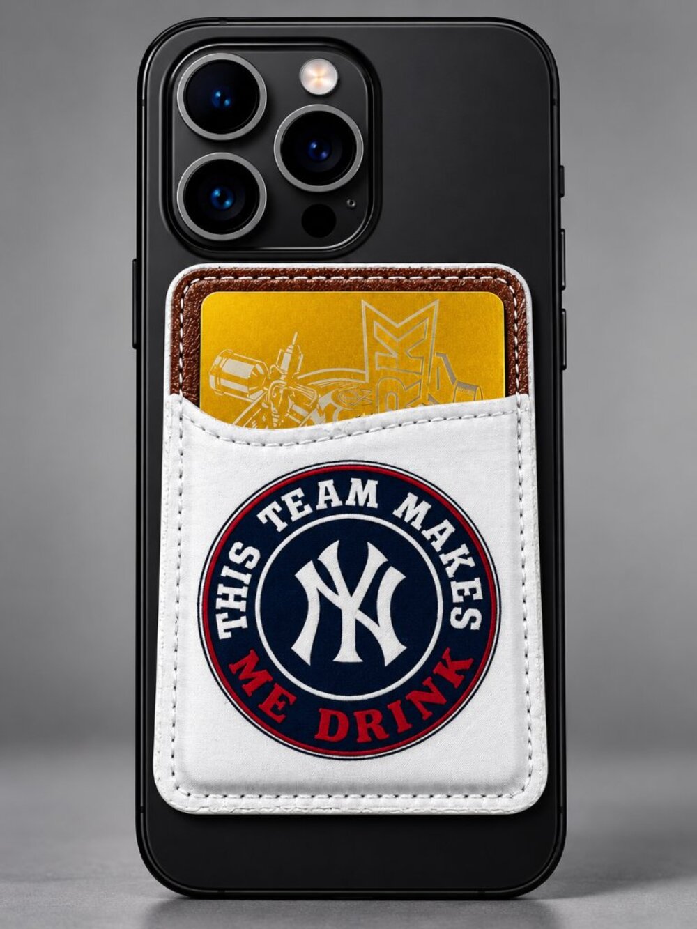 NY Yankees 'This Team Makes Me Drink' Phone Card Holder